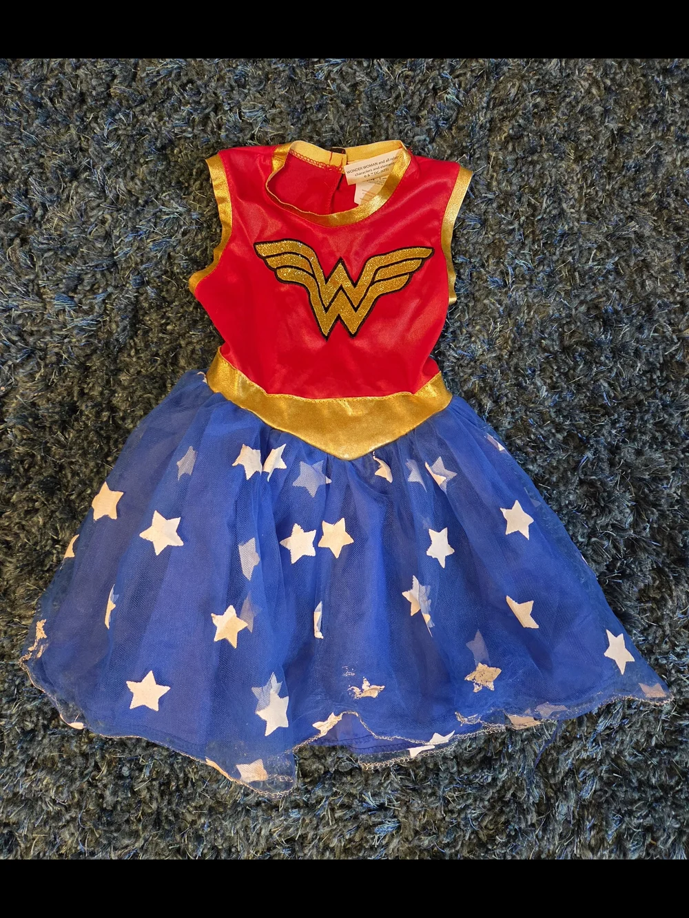 Wonder Woman Girls' Red & Blue Superhero Dress Costume
